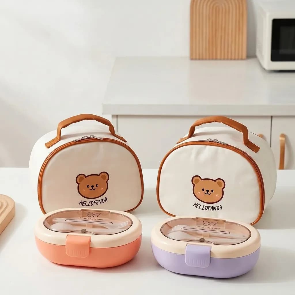 Portable Plastic Bento Lunch Box Kids School Leakproof Compartment Meal Prep Food Storage Containers with Lids Cutlery Sacue Box