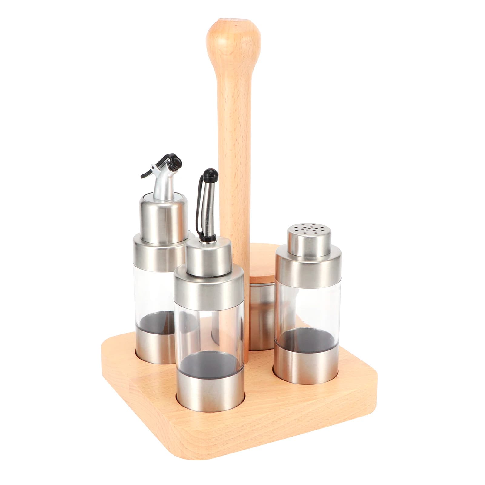 Set di condimenti in legno Scaffale per condimenti multifunzionale Strumenti per riporre pentole per condimenti Forniture da cucina Set di contenitori per condimenti
