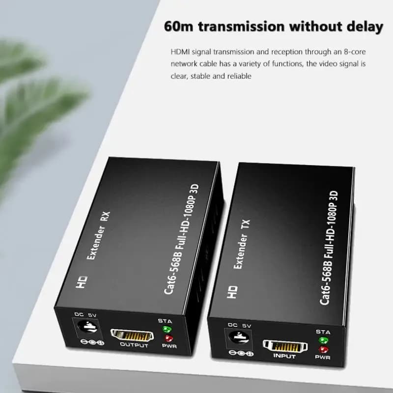 Extender 60M RJ45 Extender compatibile HDMI Extender di rete 1080P tramite CAT5e CAT6 LAN Extender per PS4 apple TV PC portatile