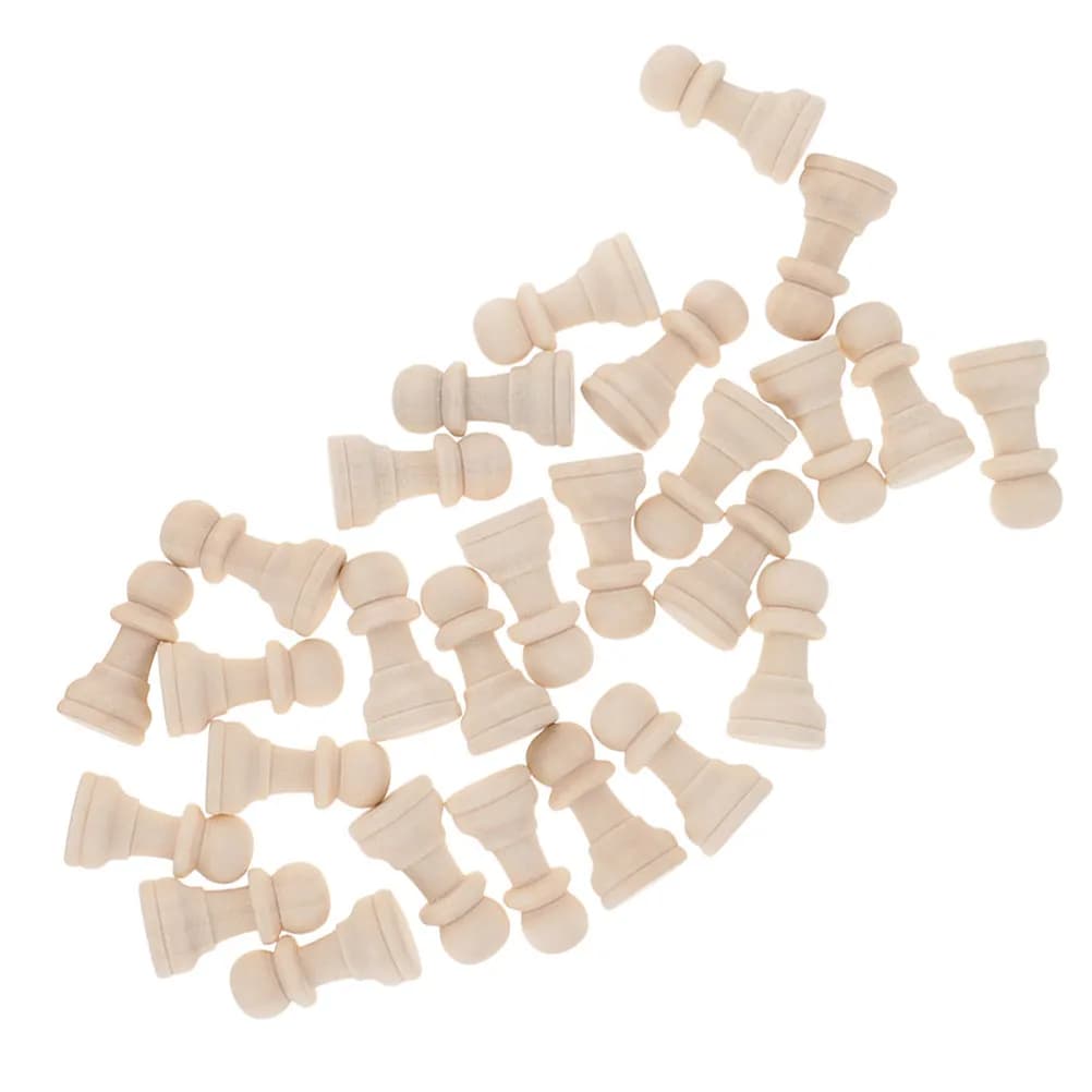 Set di 32 Pezzi di Scacchi in Legno Non Finiti, per Pittura e Progetti Creativi, Leggeri e Facili da Impugnare