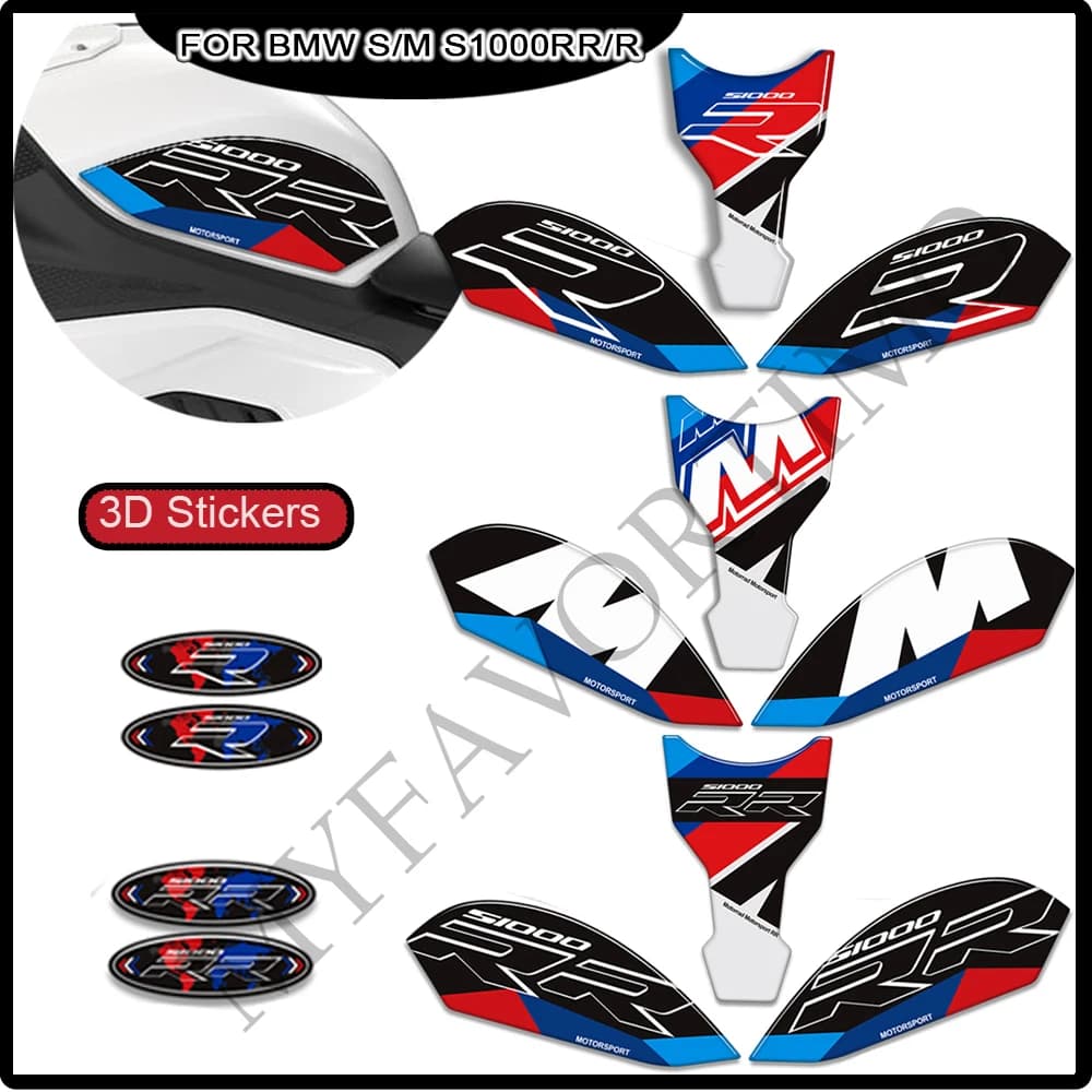 Per BMW S1000RR S1000R S 1000 R RR S1000 S1000 M M1000R M1000RR 2021-2025 Rilievo del Carro Armato Gas Olio Combustibile Kit Ginocchio protezione adesivi 3D