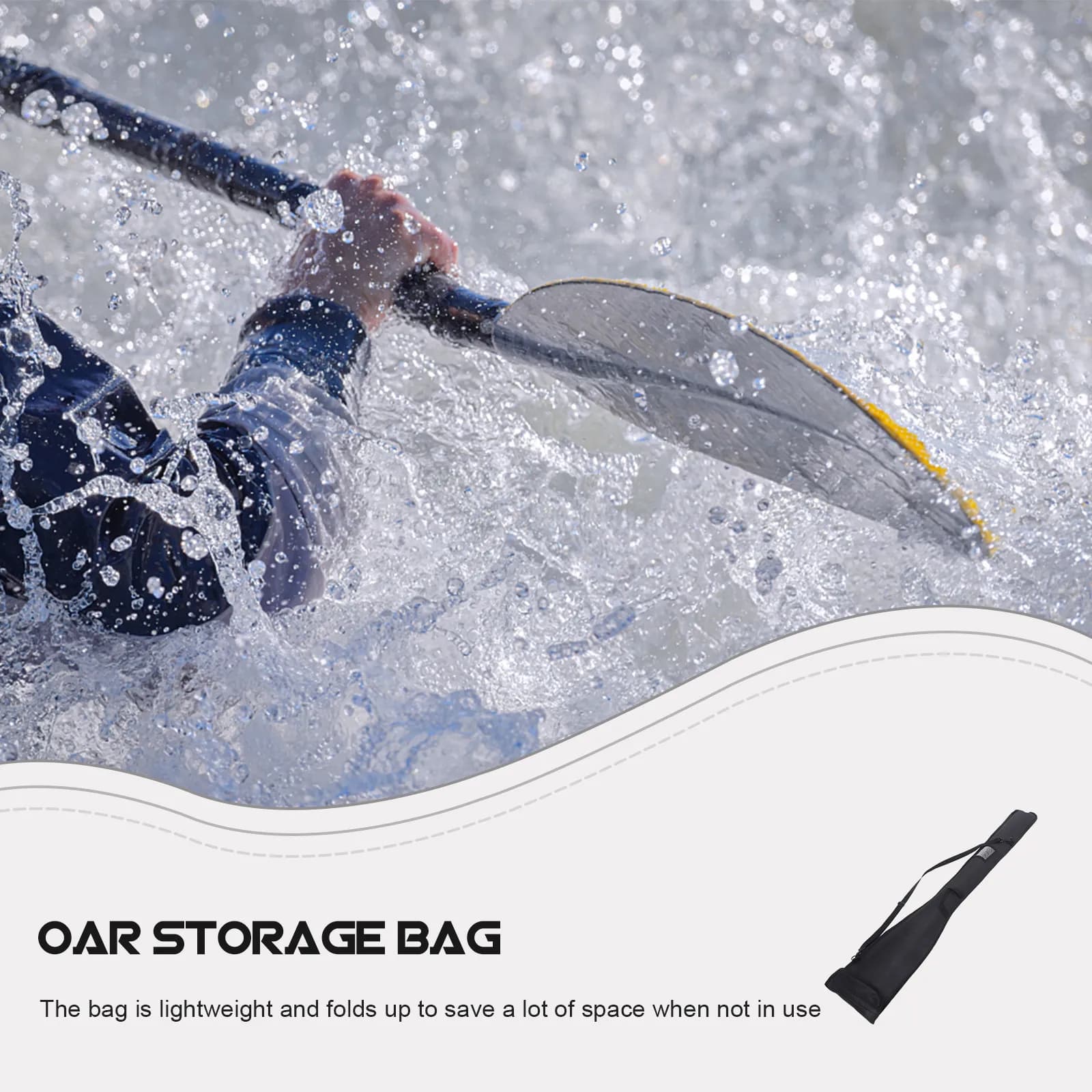 Borsa Nera per Paddle Board Leggera Pieghevole con Tracolla Regolabile, Porta Remi per Canoa, Custodia con Coulisse per Pagaia da Kayak da Esterno