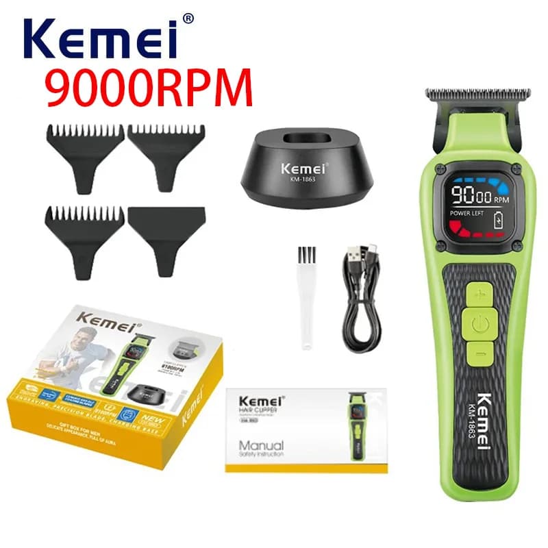 Kemei Wireless rechargeable men's haircut 9000 r/min Zero haircut Gapped Professional haircut with barber finish