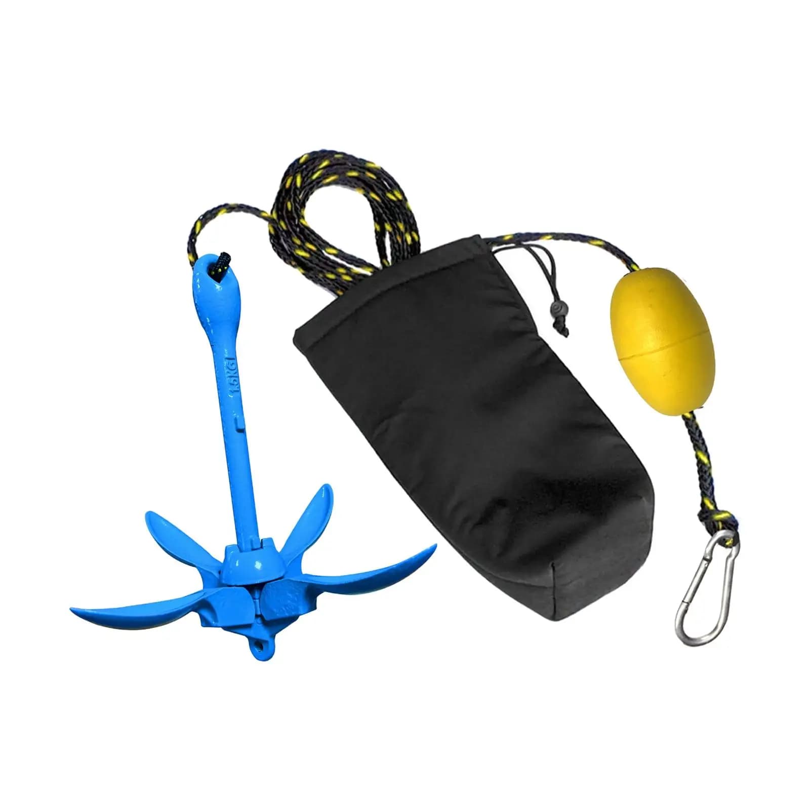 Kit di ancoraggio per grappolo a 4 griffe Ancoraggio pieghevole portatile in alluminio da 3,3 libbre/1,5 kg per kayak Jet Sci Pwc Borsa di stoccaggio Corda marina