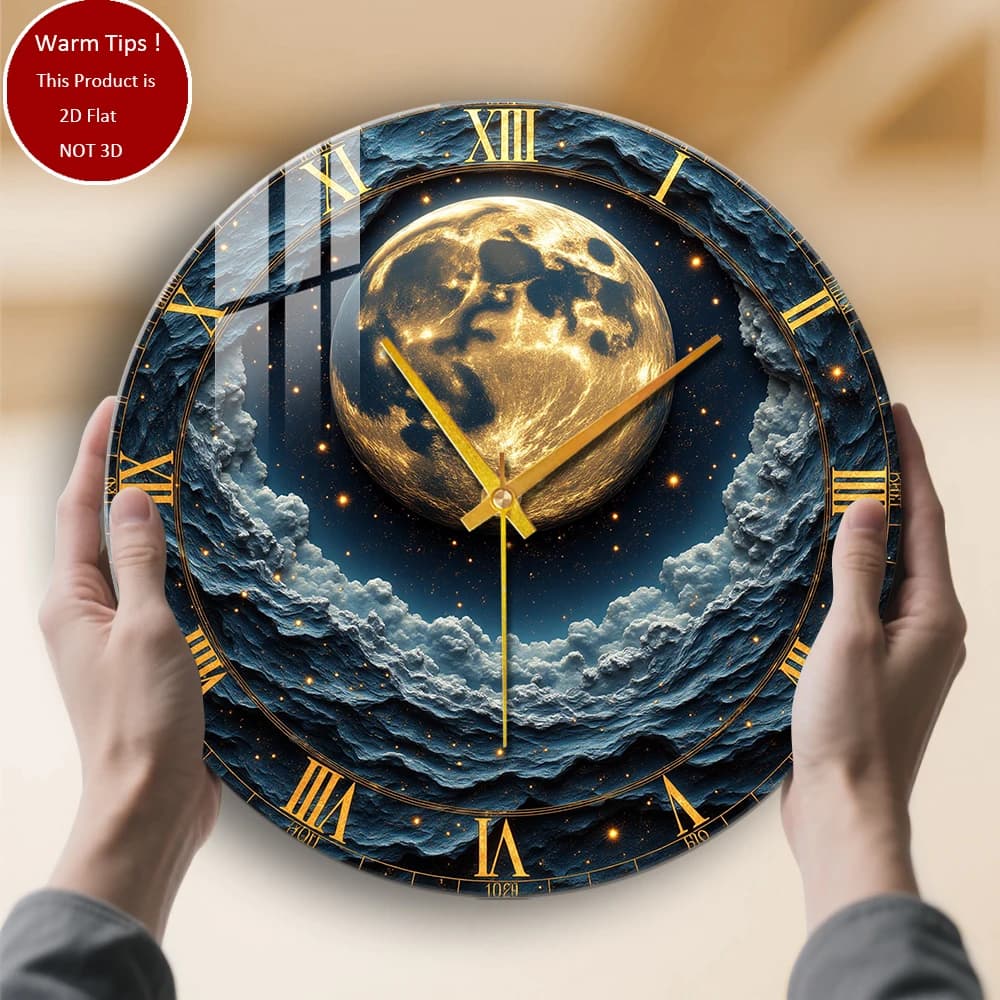 Tempered Glass Wall Clock Starry Sky Suitable for wall decorations or table displays anywhere