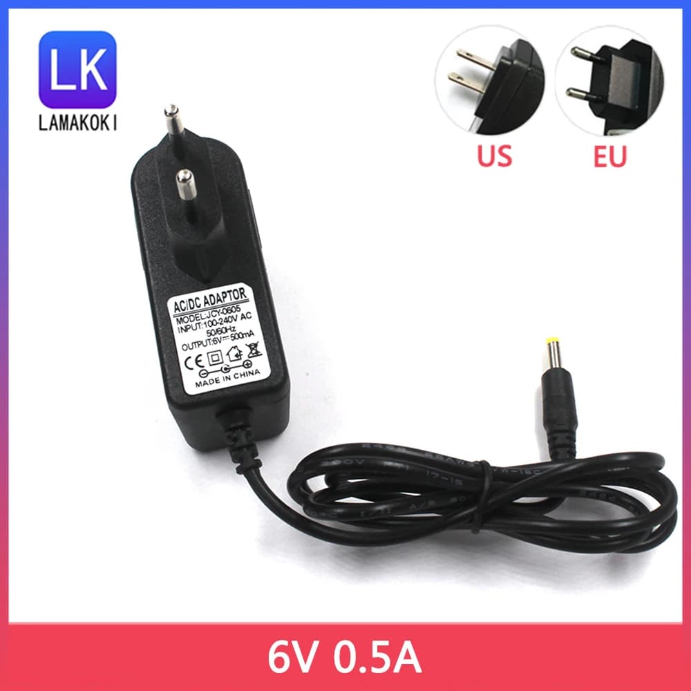 1pcs 6V 0.5A 500MA cc 4.0-1.7MM power supply adapter charger for OMRON NE-C20 blood pressure monitor