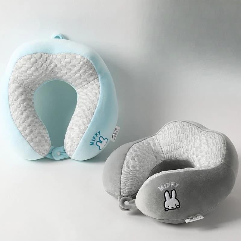 U-shaped Pillow New Style Cute Miffy Dou Dou Velvet Protector Neck U Shape Long Distance Travel Take A Car Portable Cervical New