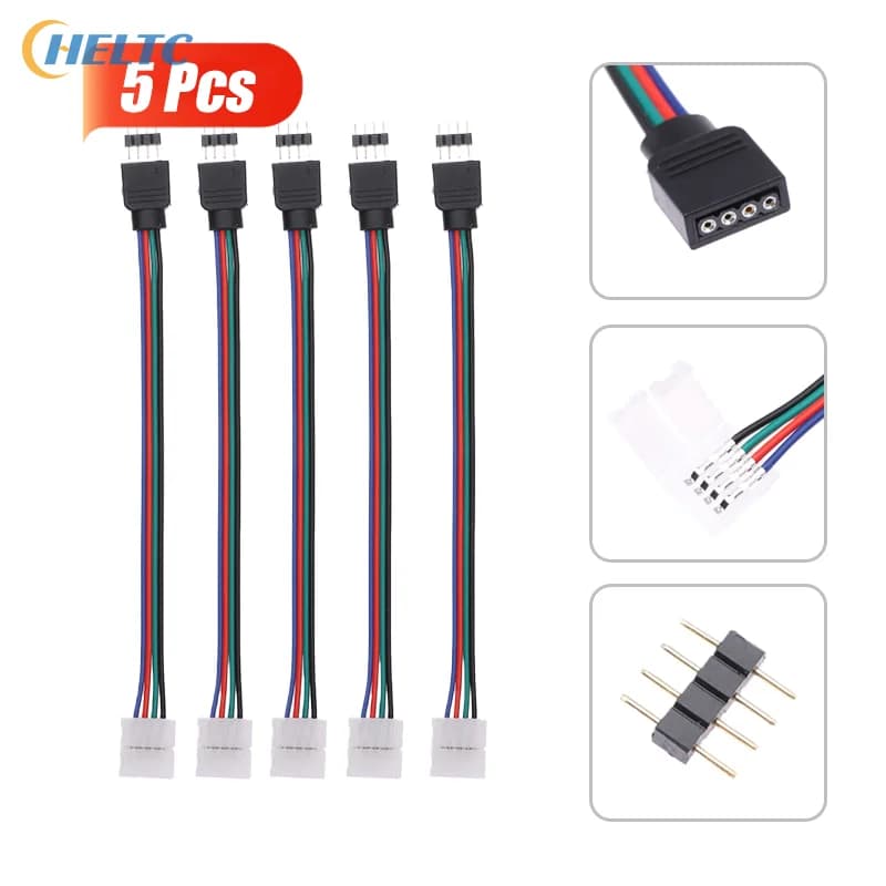 5 Pz/lotto 5050 LED RGB Luce di Striscia Connettore 4 Spille Conduttore Striscia Per Il Controller Jumper Senza Saldatura Clip Su Pigtail Adattatore di Alimentazione
