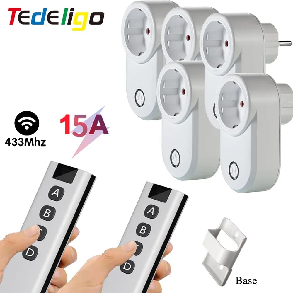 433 MHz Smart Plug Presa Wireless Telecomando 15A EU FR Presa Elettrica A Parete Accessori Programmatore Interruttore AC220V LED HomeDIY