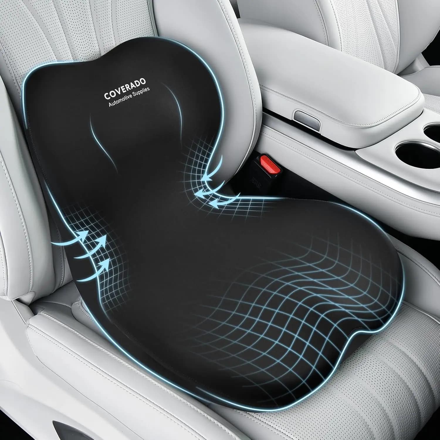 Cuscino per Sedile Auto in Memory Foam e Supporto Lombare, Supporto Ergonomico per la Schiena per la Guida, Antiscivolo e Lavabile per Auto, Ufficio, Conducente