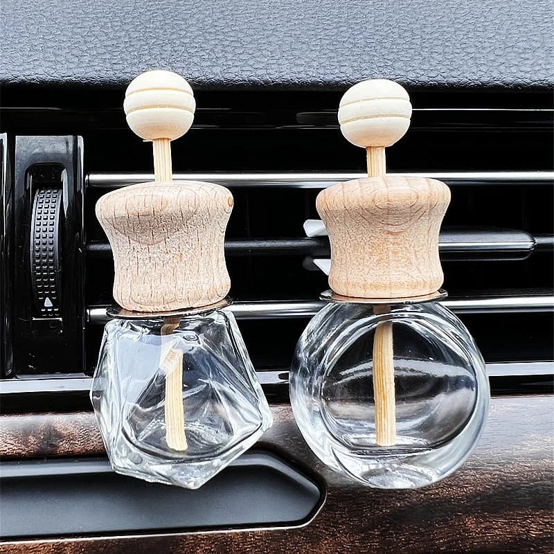 ^ 1Pc Air Freshener Car Perfume Clip Essential Oil Diffuser Vent Empty Glass Bottle Decoration Aromatherapy Glass Bottle..