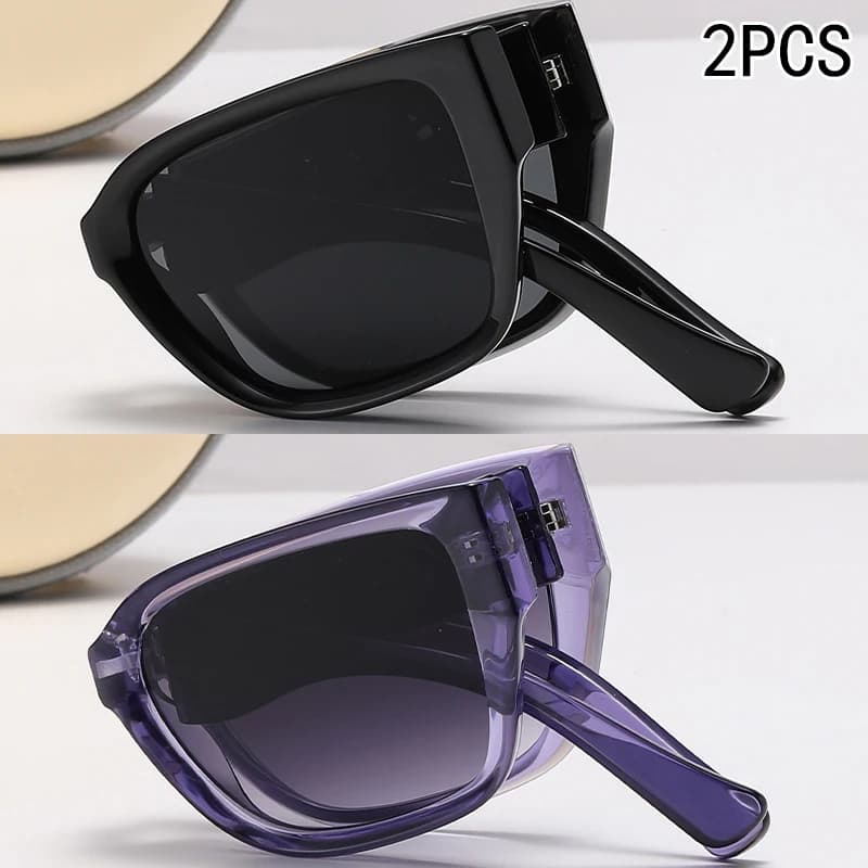 2 pezzi occhiali da sole pieghevoli per auto occhiali pieghevoli protezione solare estiva per le donne occhiali da sole di fascia alta stile sottile versatile 6108