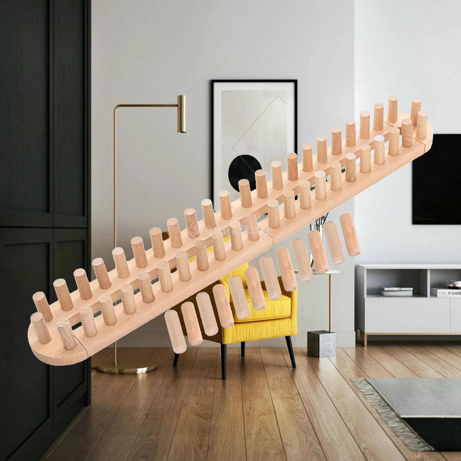 Adjustable Wooden Weaving Loom for Chunky Yarn Blanket Knitting DIY Craft Kit for Creative Home Relaxation Activities