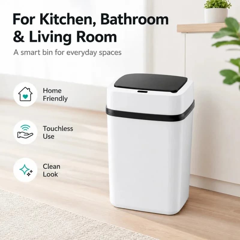 Intelligent Sensor Trash Can - Suitable for Home, Bedroom, Bathroom, Anti-odor, Bedroom, Living Room, Trash Can Garbage Bin