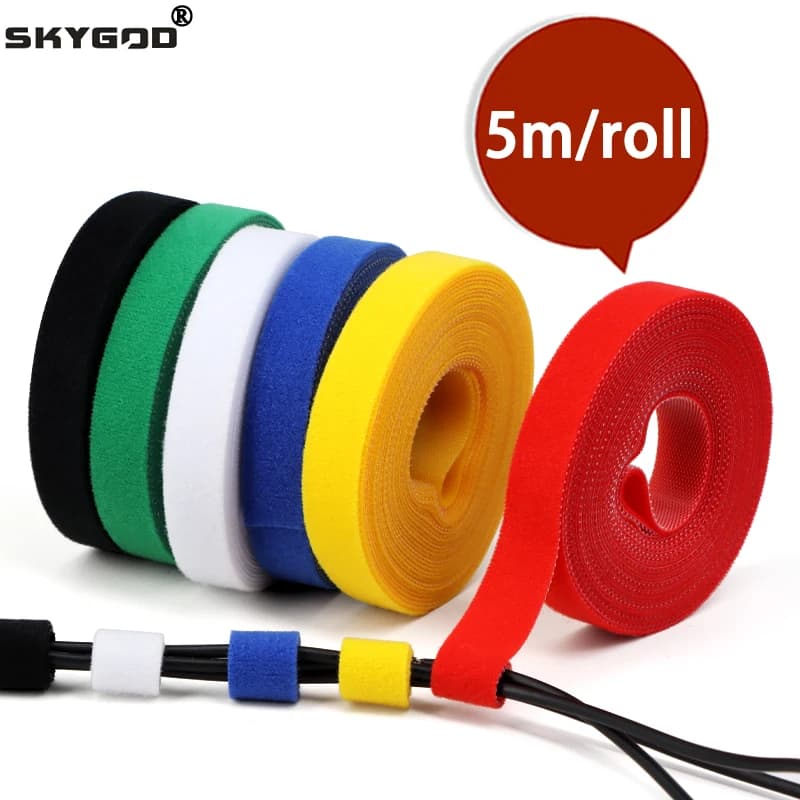 5 Metri/Rotolo Fascette Riutilizzabili Larghezza 10 15 20 25mm Gancio Loop Bundle Accessori FAI DA TE Cinghie a doppia faccia Gestione dei cavi di Fissaggio