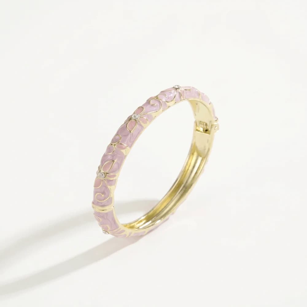 Encrusted Enamel Dropped Glaze Bangle Classic Elegant Enamel Bracelet Retro Hollowed-Out Oil Drop Bracelet Women Gifts