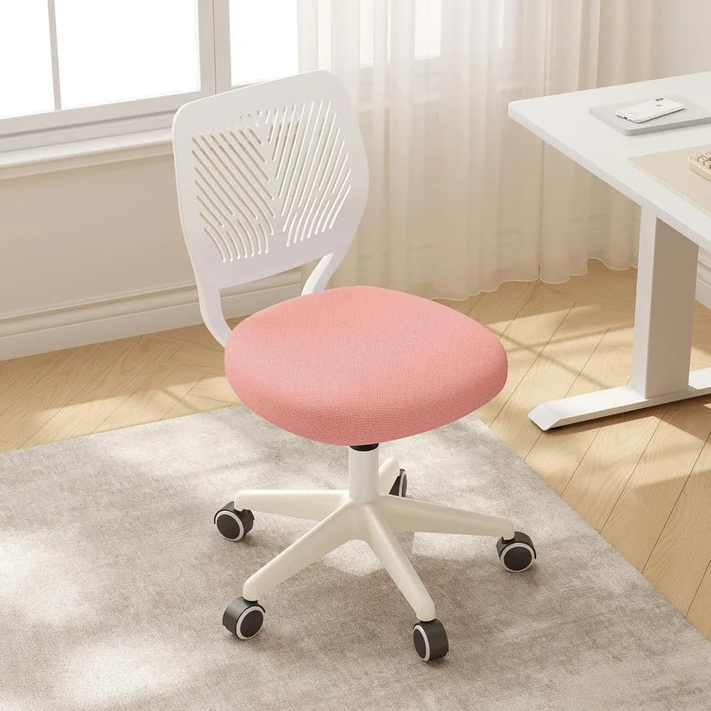 Sedia da scrivania senza braccioli, sedia da ufficio girevole regolabile in altezza con cuscino imbottito in rete morbida, sedia ergonomica piccola da studio 1PC