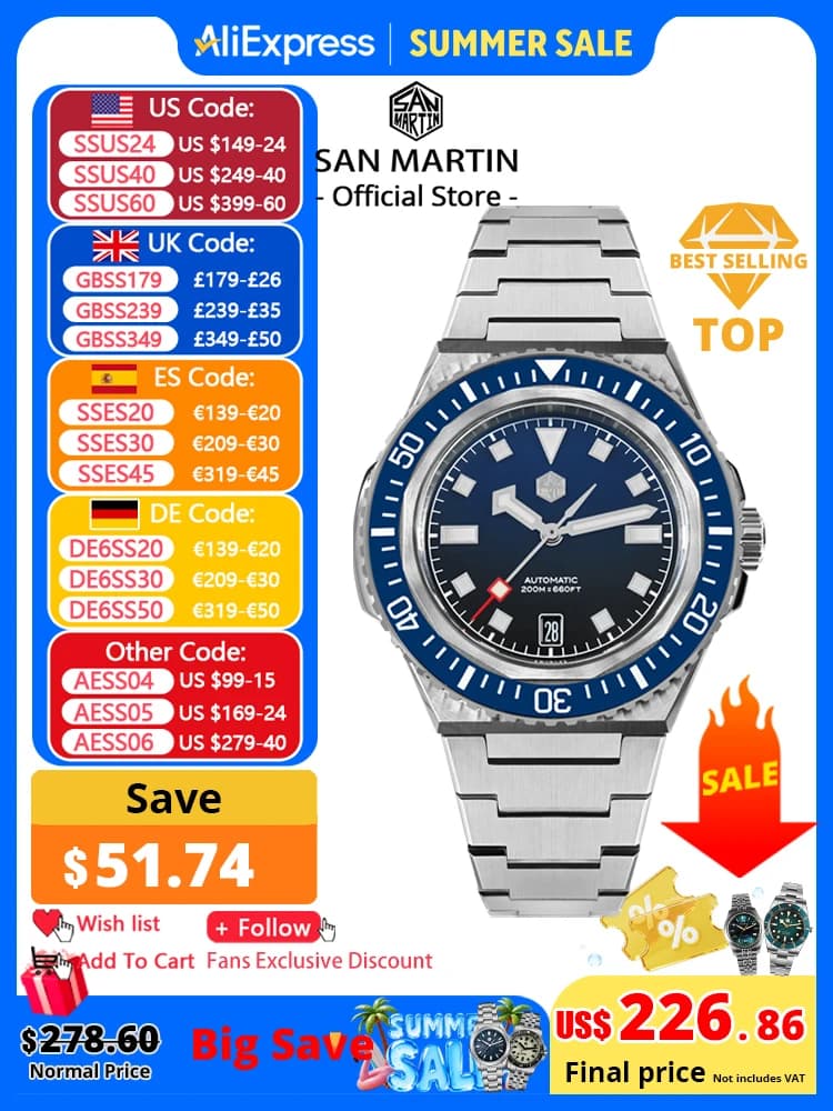 San Martin 41mm Orologio subacqueo da uomo Cassa integrata NH35 Orologio meccanico automatico Design originale 200m Zaffiro impermeabile SN0146