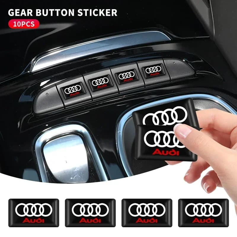 10Pcs Car 3D Epoxy Resin Emblem Interior Stickers Auto Accessories For Audi A3 A4 B8 8P 8V B6 A5 A6 C7 Q5 B9 B7 C6 A1 Q7 Q3 TT