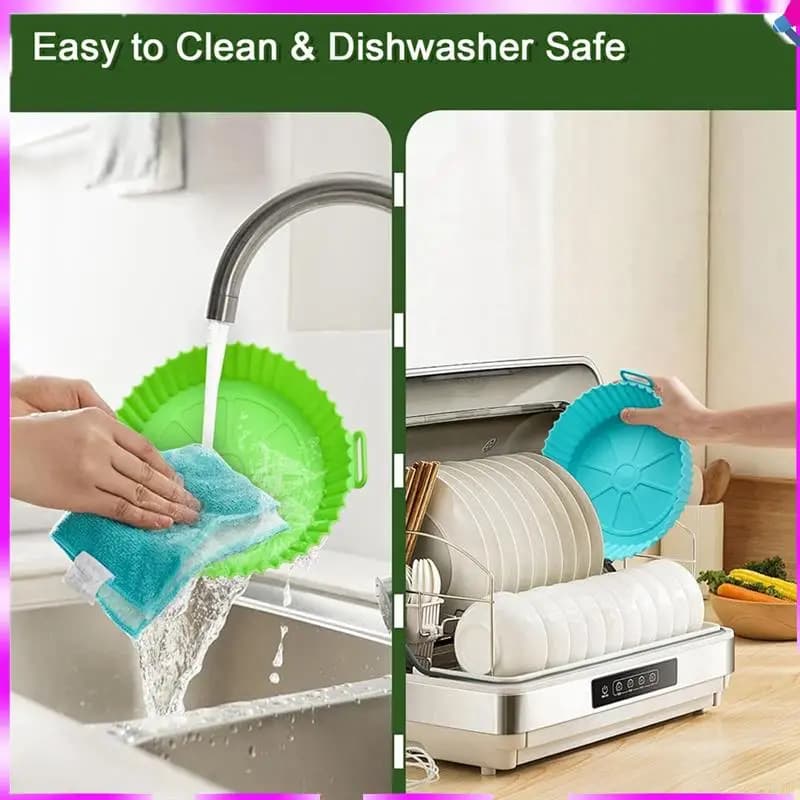 N96R Silicone Air Frying Sheet Pack 4, Reusable Air Frying Coatings, Air Frying Accessories for Food Use