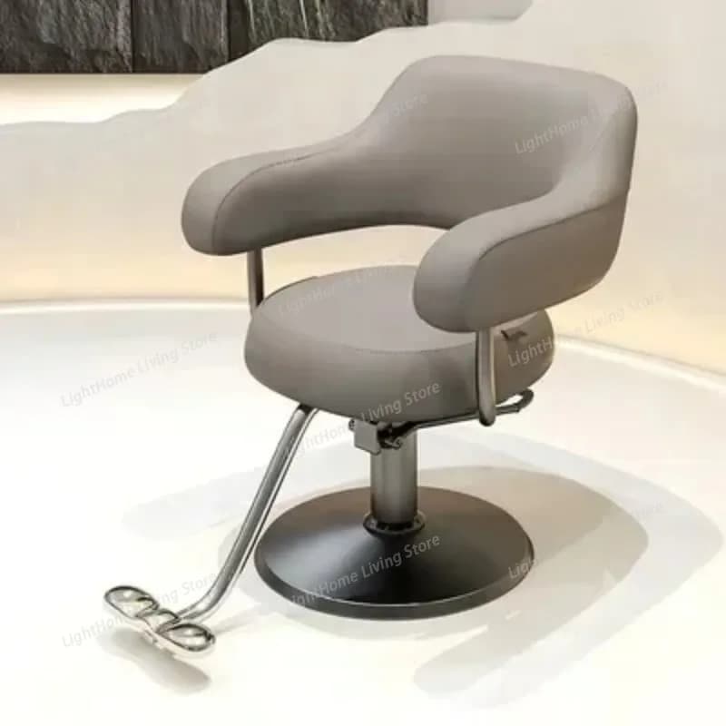 Poltrona da Barbiere Professionale di Lusso per Salone, Sedia Trendy con Poggiapiedi, Design Semplice Quadrato, Arredamento per Casa