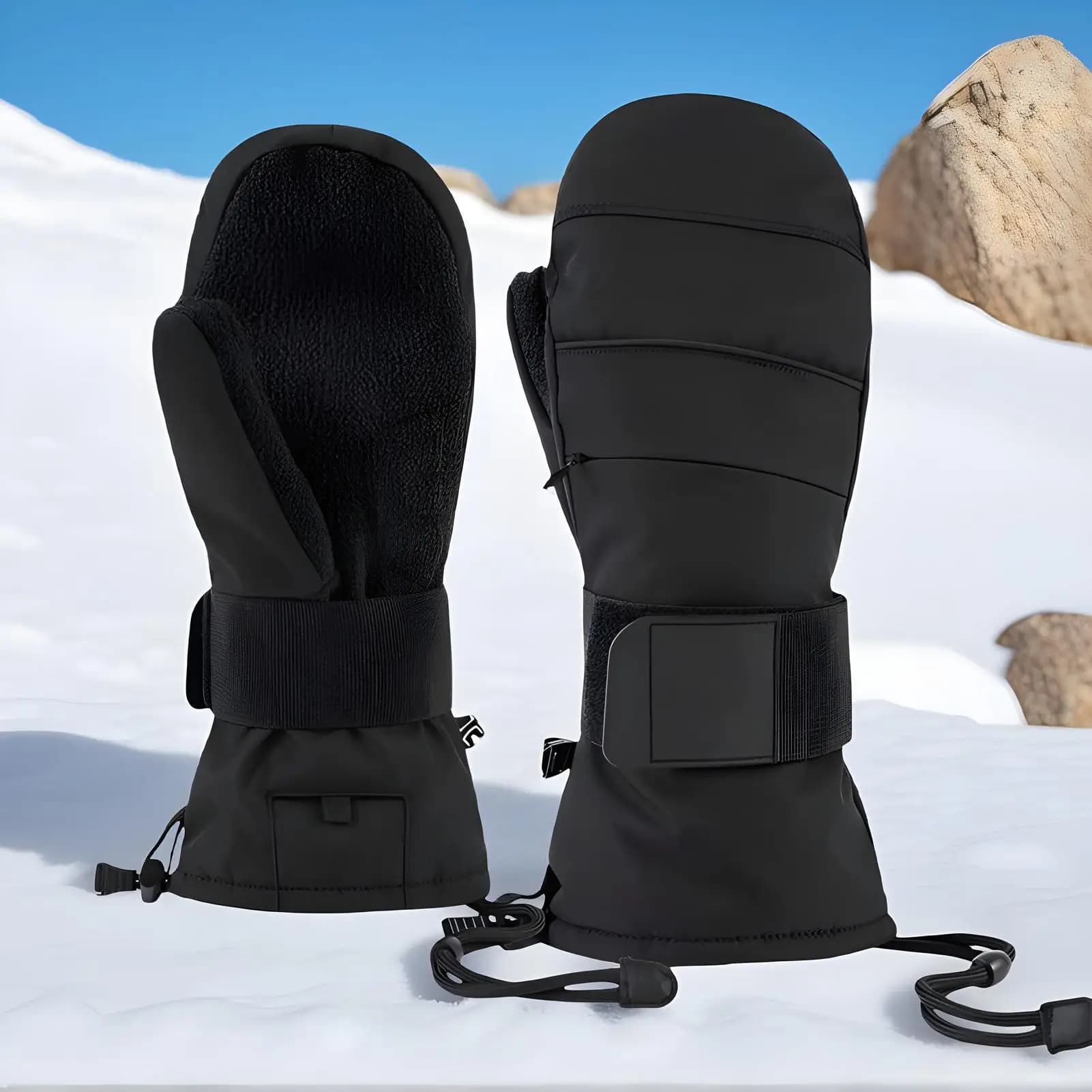 Guanti invernali Touchscreen Guanti caldi con protezione per il polso Guanti da equitazione foderati in pile per uomo Moto invernale Sci Tempo freddo