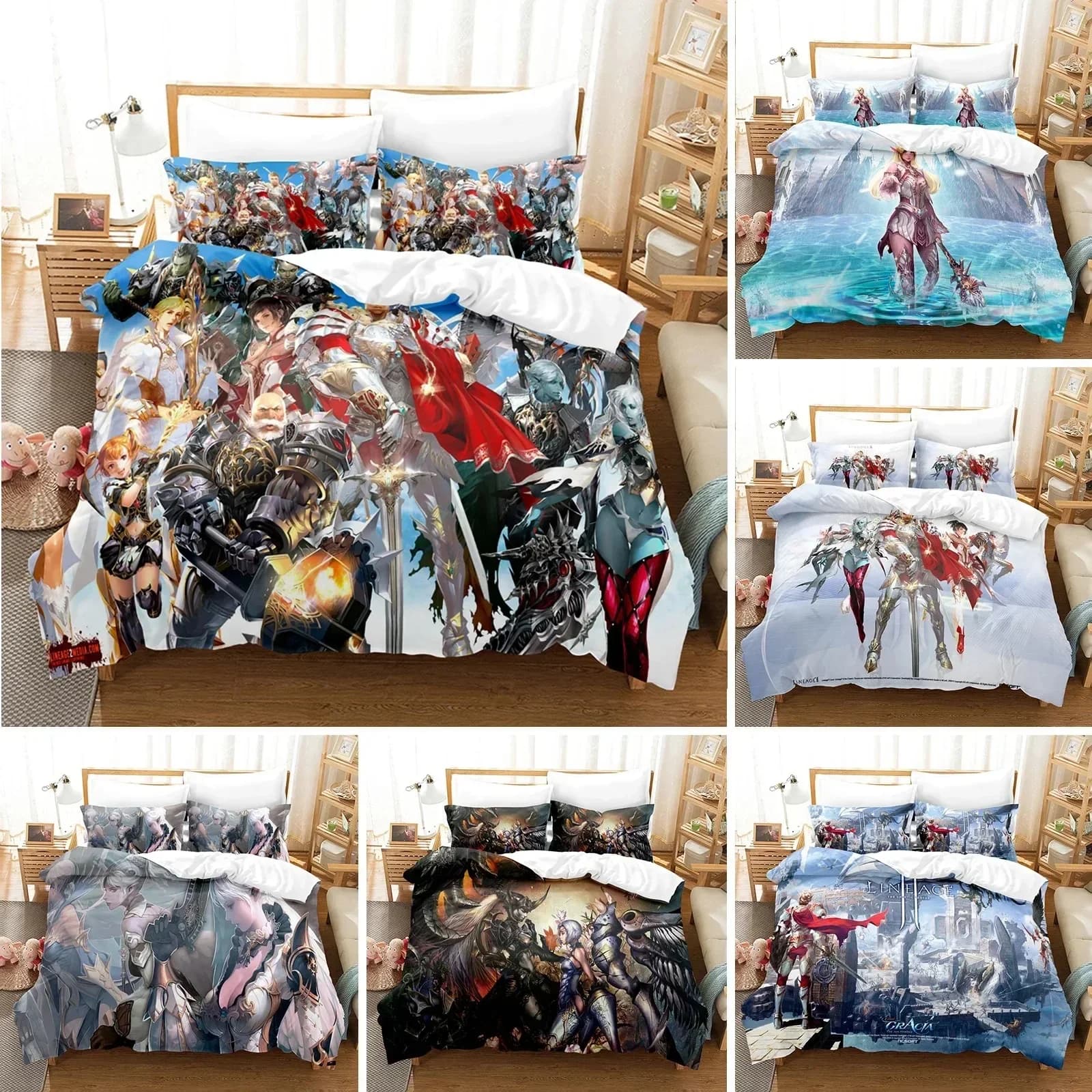 Set di Biancheria da Letto Lineage, Copripiumino 3D 'Chaotic Throne', Coperta Singola per Adulti e Bambini, Tessile per la Casa