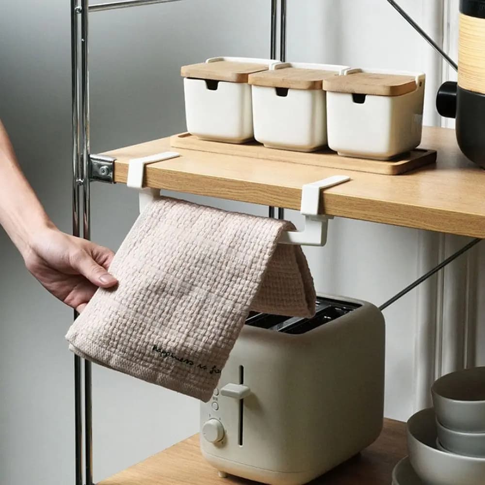 Portable No Drilling Towel Rack White Hanging Towel Towel Holder Hard Plastic Easy to Assemble Bathroom Accessories Cabinet Door