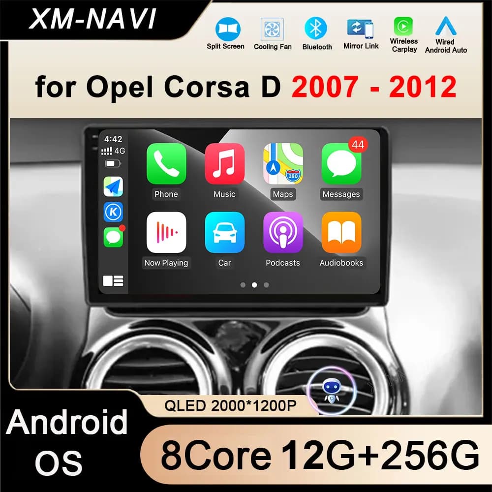 4G Car Radio for Opel Corsa D 2007 - 2012 Multimedia Video Player Android 14 Wireless Carplay Qled Screen DSP Stereo GPS Navi