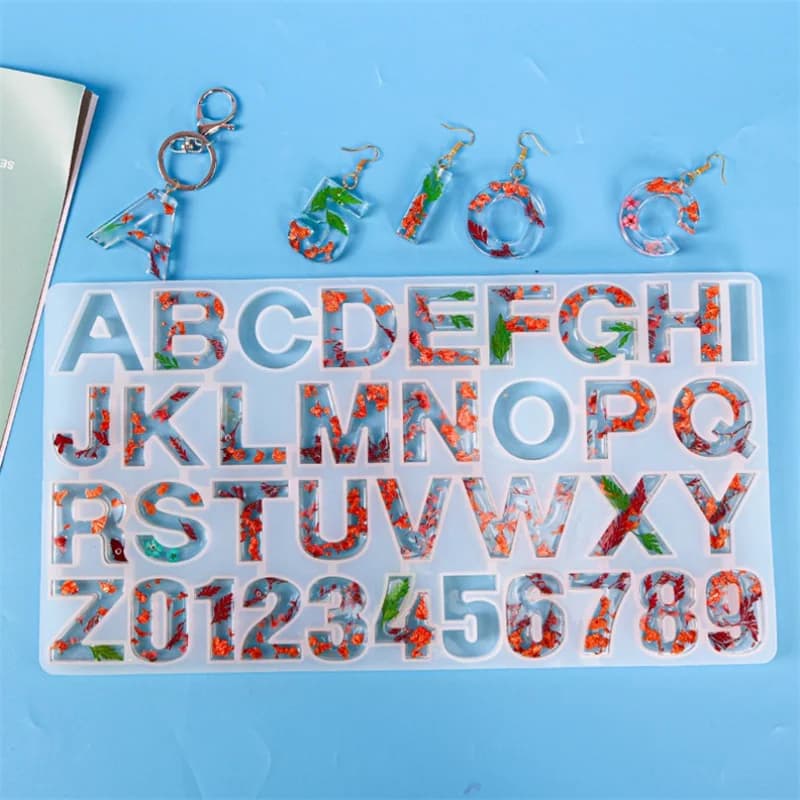 Stampo in resina epossidica di cristallo alfabeto lettera numero ciondolo colata artigianato in Silicone
