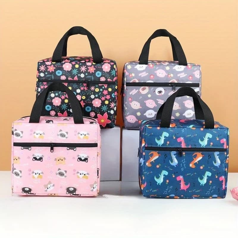 Reusable Pink Lunch Tote Lunch Box for School Office Work Picnic Hiking Large Capacity Lunch Organizer