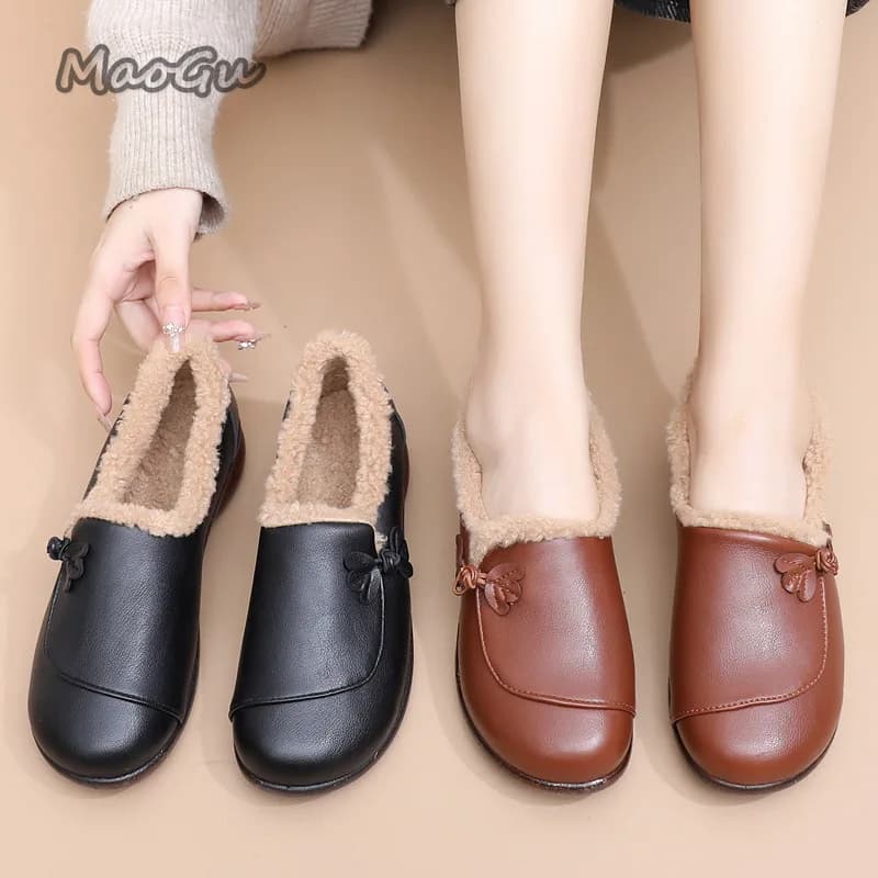 Autumn Winter Plush Women's Shoes Soft Sole Comfortable Mom Apartments Slip on Mocassini Casual Guide Mocassini Zapatos De Mujer