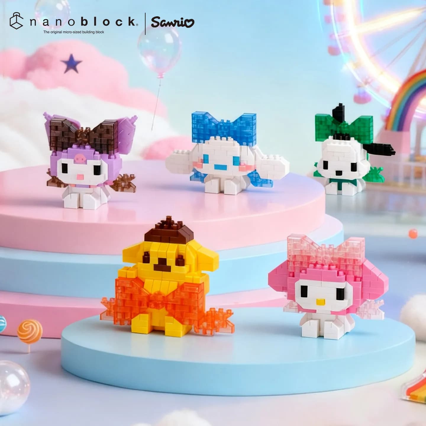 Nanoblock Sanrio Micro Building Blocks Genuine Big Ribbon Series Cinnamoroll 3D Diy Assembly Kit for Girls Adorable Collectible