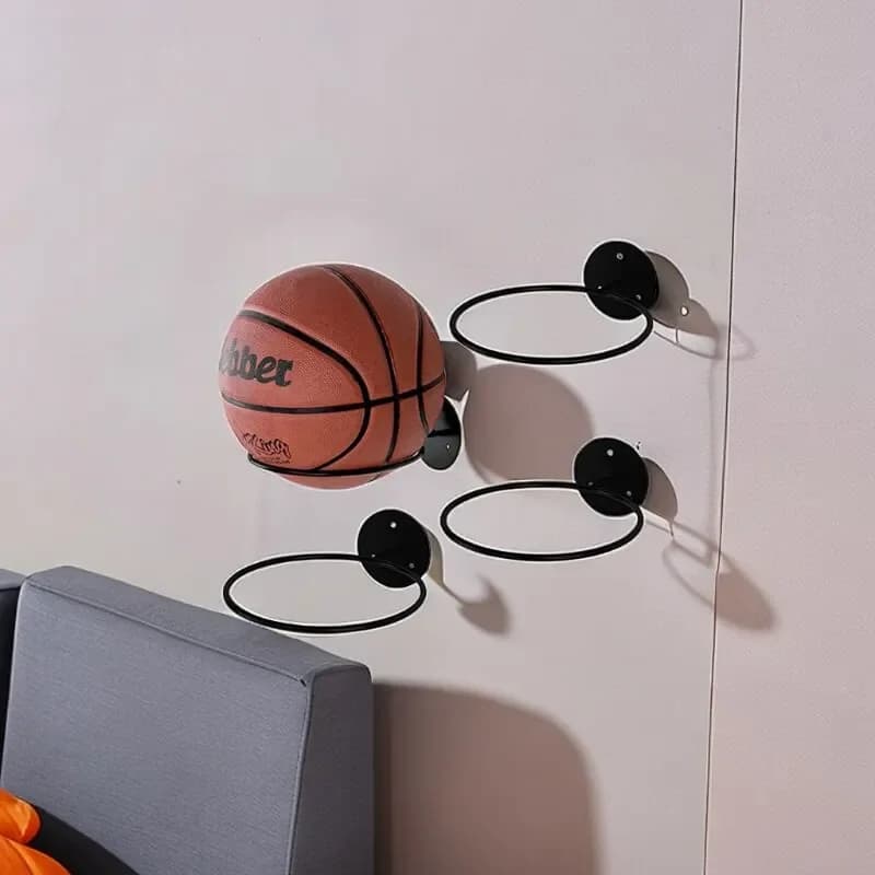 Porta Palloni da Basket, Calcio e Pallavolo in Ferro, Supporto da Parete per Casa, Porta Palloni da Muro