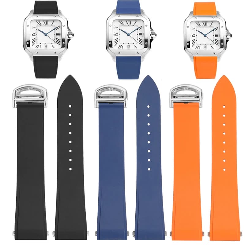18.5 mm 21 mm quick release strap for Cartier Santos Dumont fluoro strap man woman folding black orange