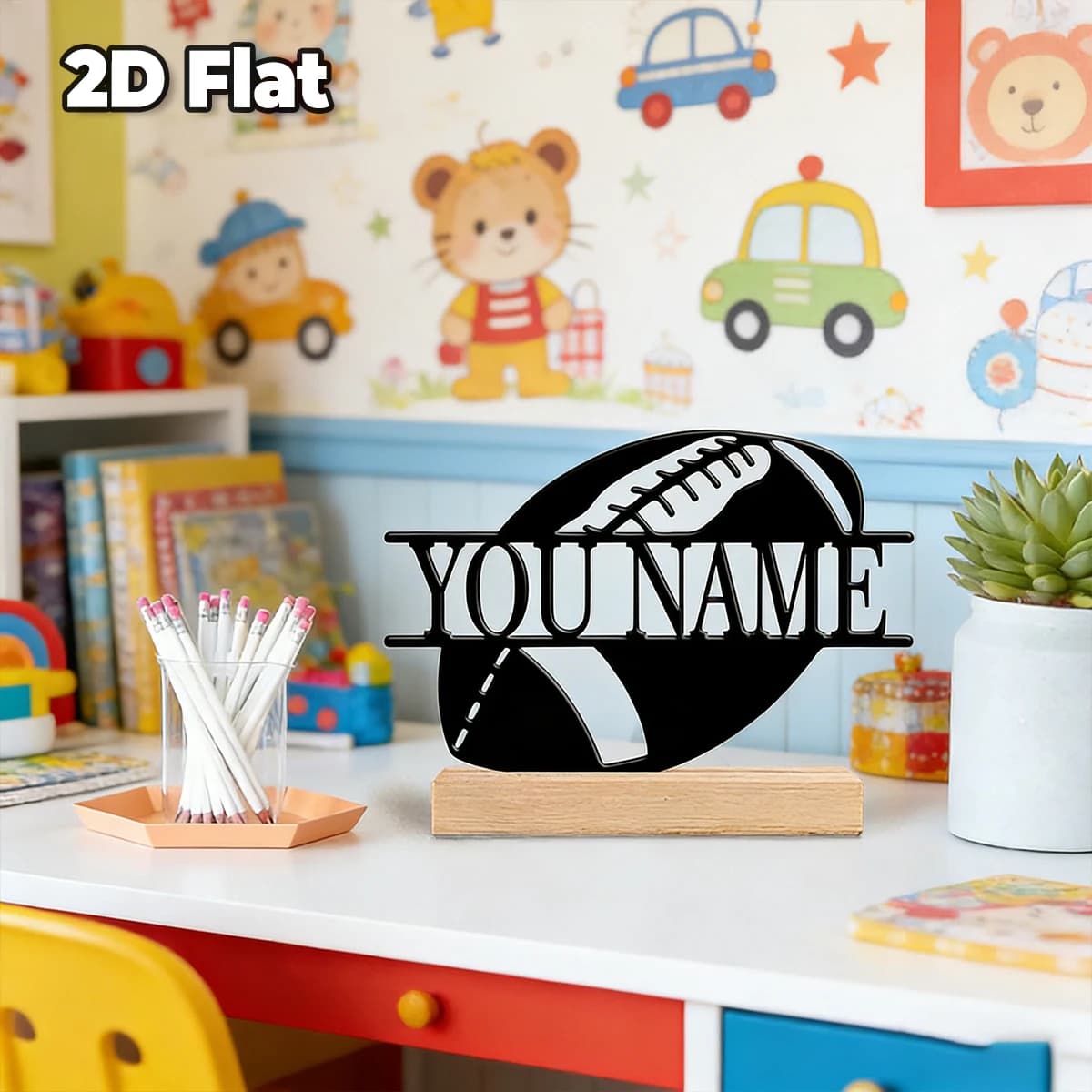 1pc Metal Desktop Ornaments and Decorations Customizable Name Equipped with A Wooden Base Holiday Gifts for Family and Friends