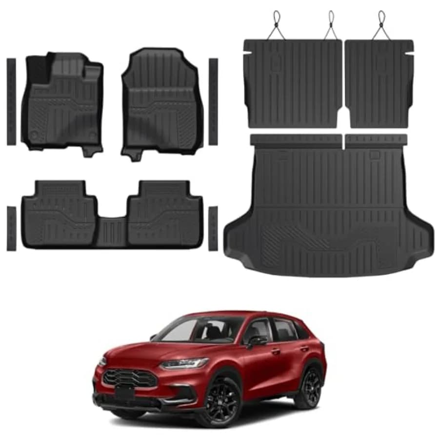 Tappetini per Honda HR-V 2023-2026, Tappetini per tutte le stagioni, Rivestimento per bagagliaio con protezioni per lo schienale e protezioni per i battitacco, Accessori