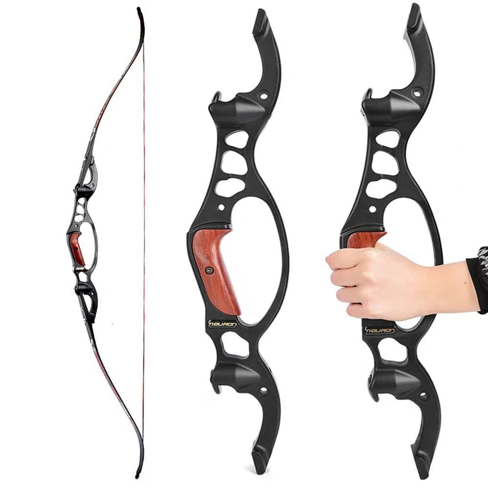 21inch F Recurve Bow Riser Aluminum Alloy Archery Bow Handle Wood Grain Ergonomic Grip For Target Practice Competition Archery