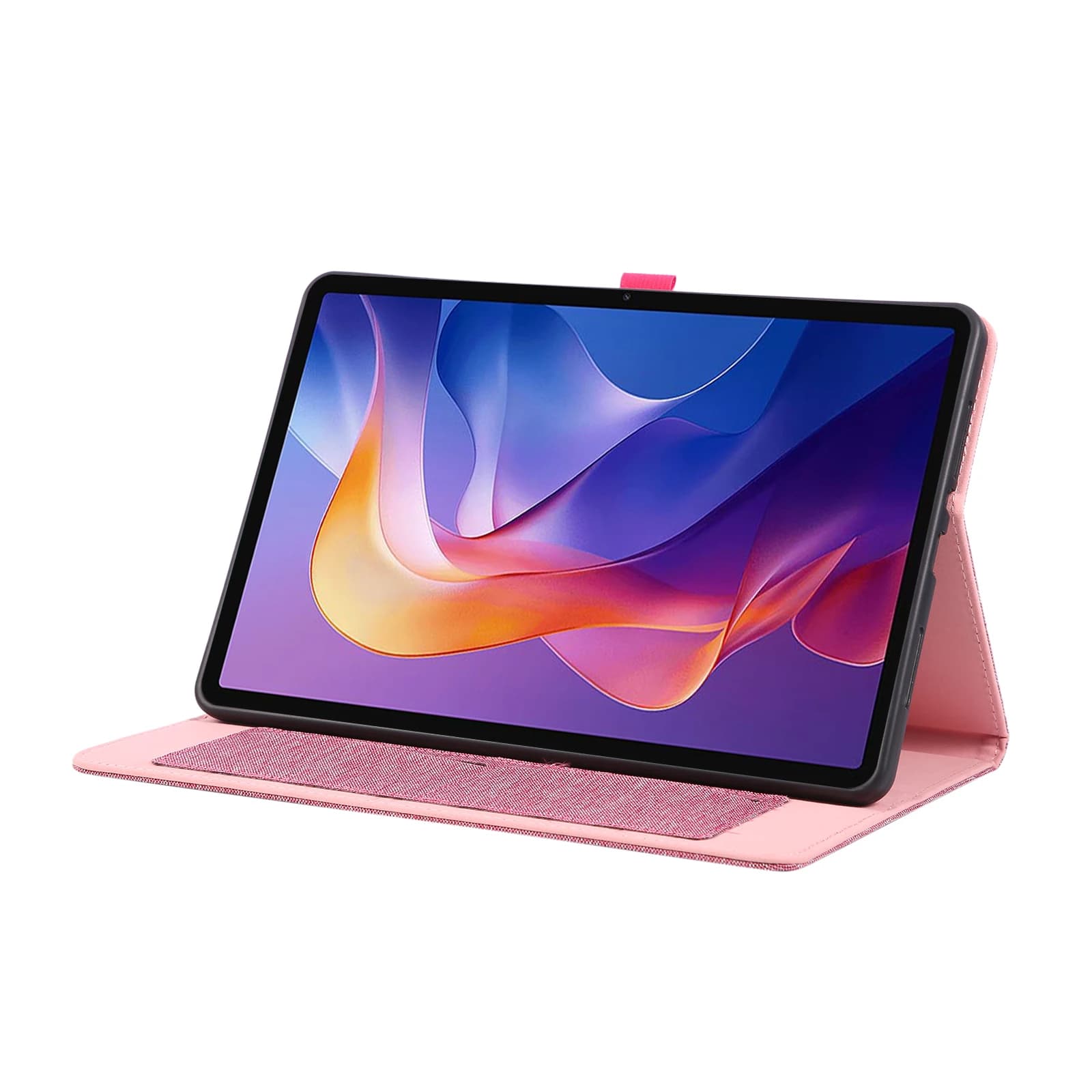 For Xiaomi Redmi Pad 2 11 Case with Stand Card Holder Cloth Texture Leather Tablet Cover - Pink