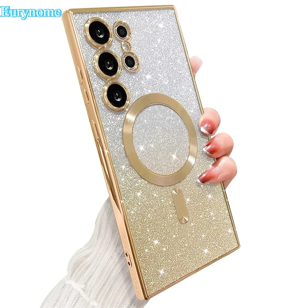 Cover Glitterata per Samsung Galaxy S25 S24 S23 Plus S22 S21 S20 FE S24FE S23FE S21FE S26 Ultra A56 A17 A57 Custodia Magnetica