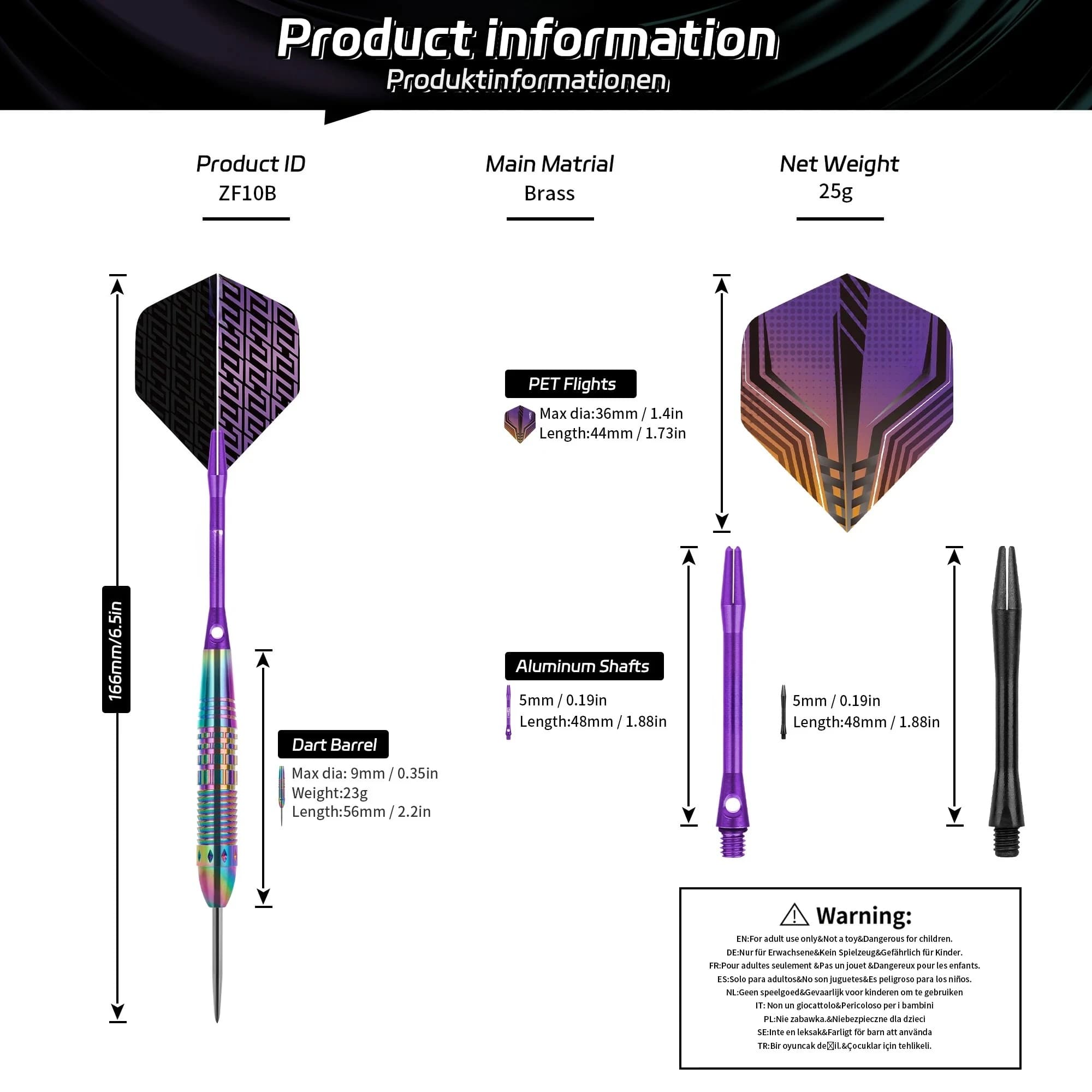 Cyeelife​ 25g Colorful Copper Steel Tip Darts - Professional Heavy Duty Dart Set with Flights & Shafts for Adults - Premium Tun