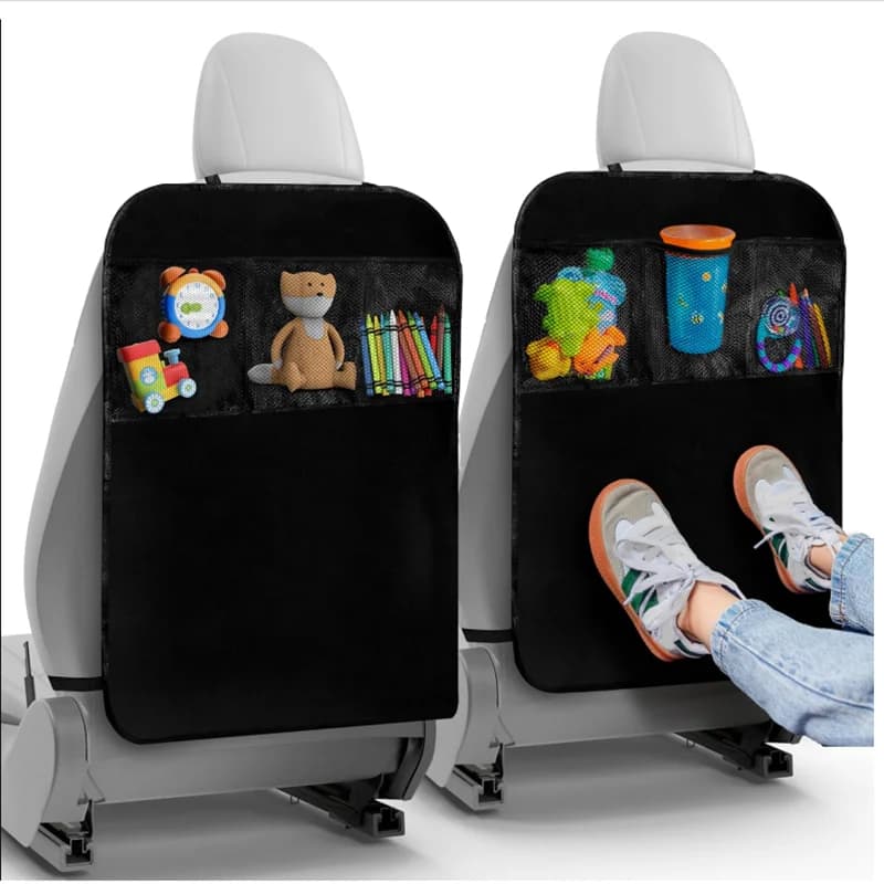 2 confezioni di organizer per sedile posteriore per auto, 3 tasche portaoggetti, protezione per sedile posteriore, tappetino per bambini | Accessori interni per auto