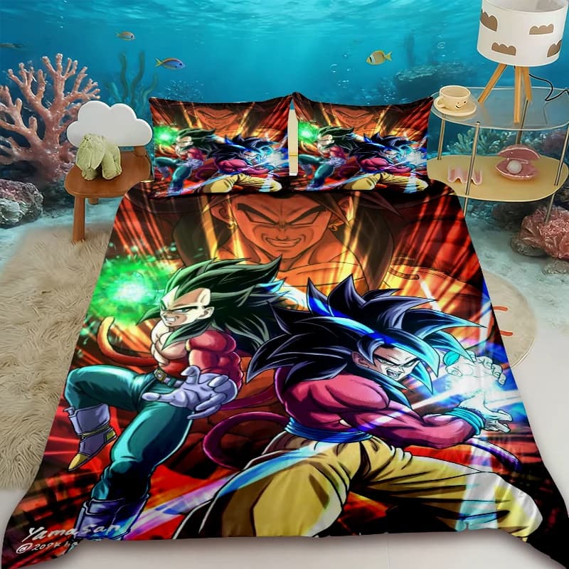 Goku Dragon Ball Cover, Cartoon Soul Bed Linen Set, Queen King Bed Cover for Dormitory, Bedroom, Home Furniture