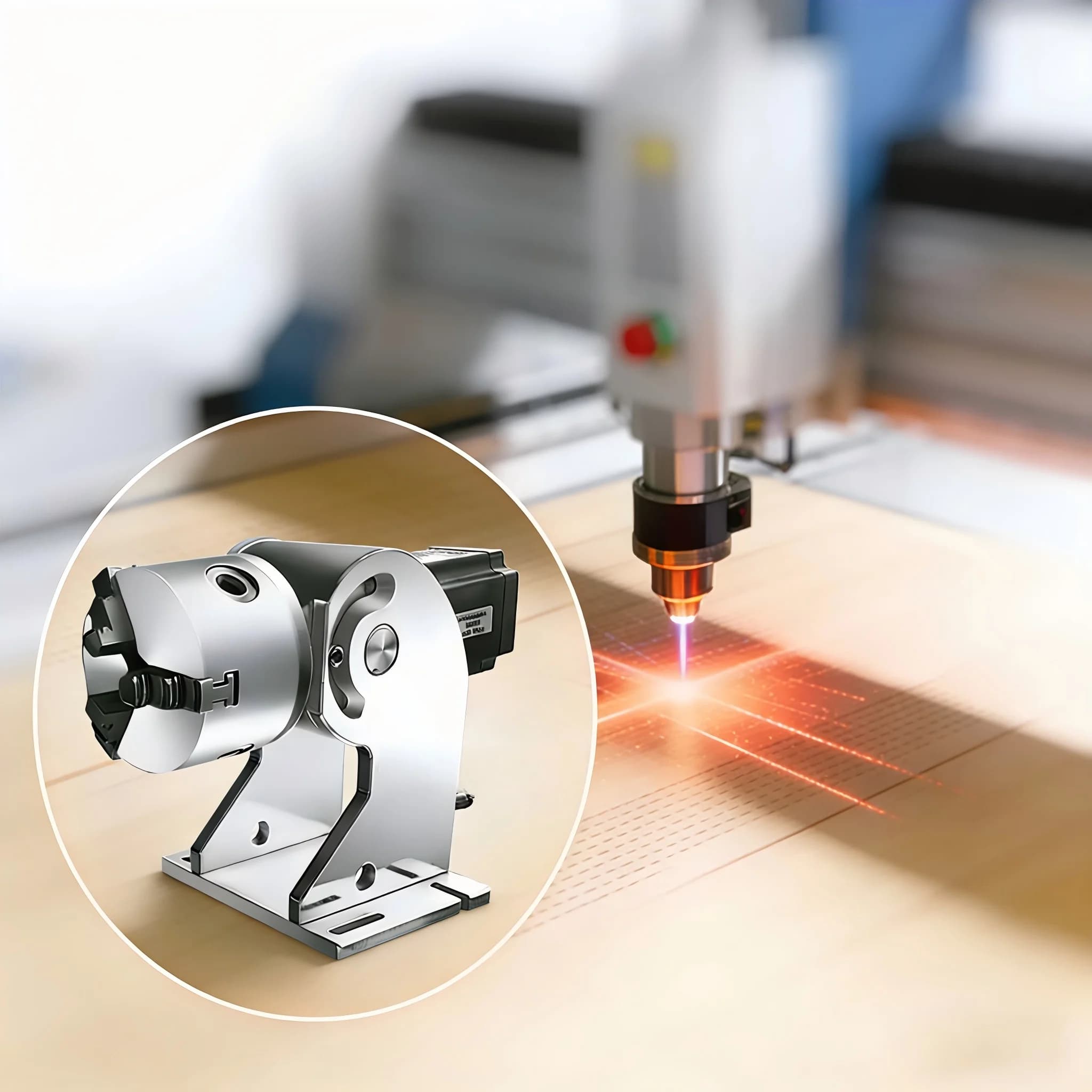 360 ° Laser Engraving Rotating Axis, for Fiber Laser Marking Machine, 80mm Maximum Rotation, Universal Laser Engraving Accessories