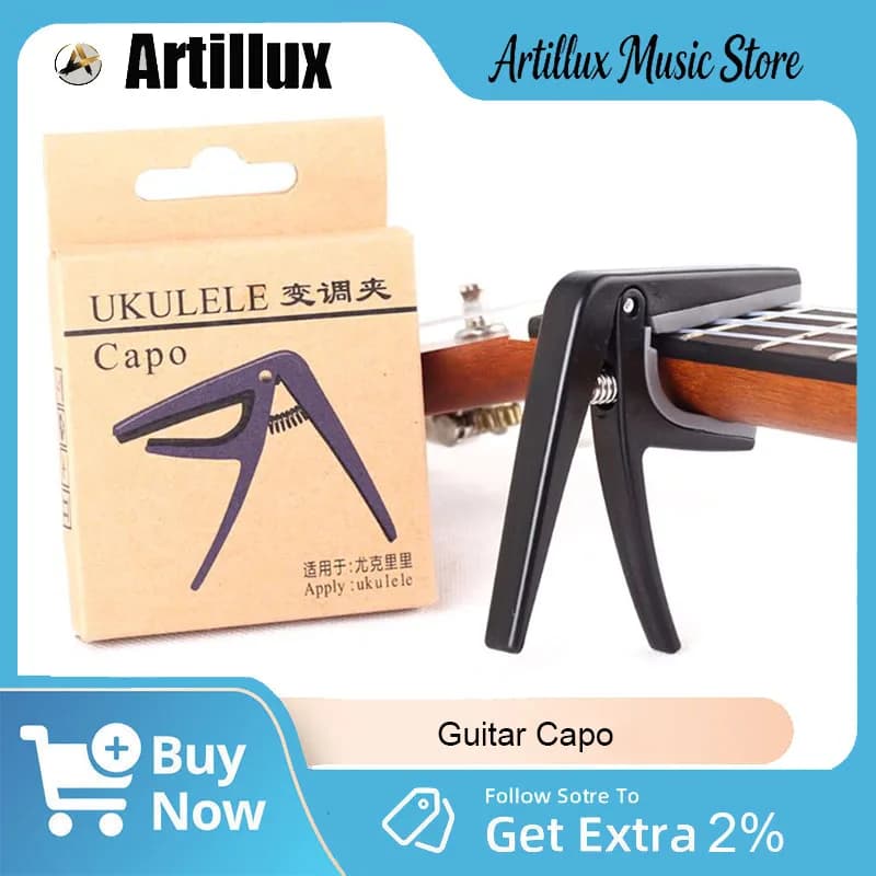 Capotasto Artillux per Ukulele a 4 Corde, Professionale, Cambio Rapido con Una Sola Mano, Accessori per Chitarra