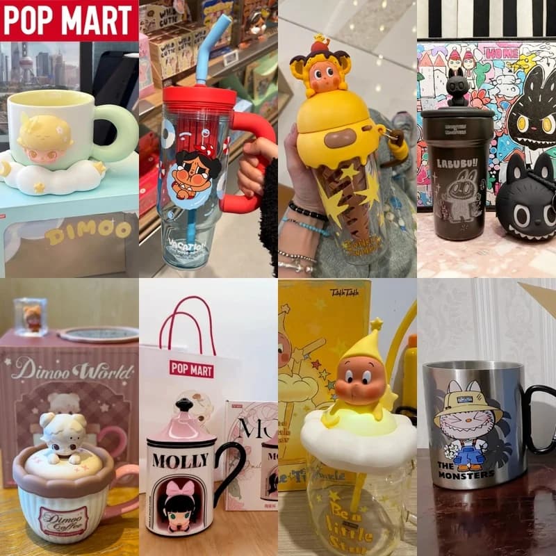 POP MART Hirono DIMOO Lububu CRYBABY Ceramic Mug Coffee Cup Blind Box Cute Cartoon Portable Cup For Home Office Mystery Box Gift