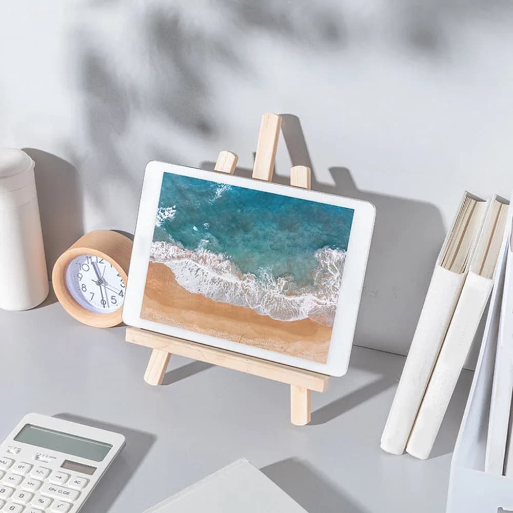 Practical Wood Color Wooden Tablet Stand Wood 29*18cm Desktop Tablet Stand Adjustable Tablet Stand Drawing Use