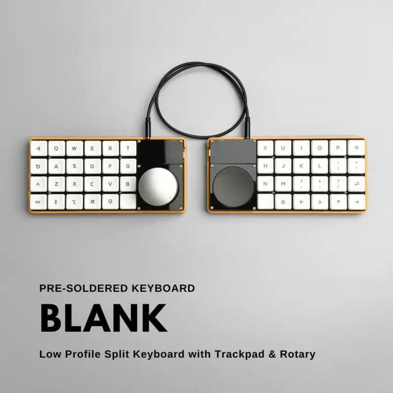 Blank 48key Wired Low Profile Split Keyboard with Trackpad & Rotary Encoder VIAL Firmware Hotswappable Choc V1 Planck Keyboard