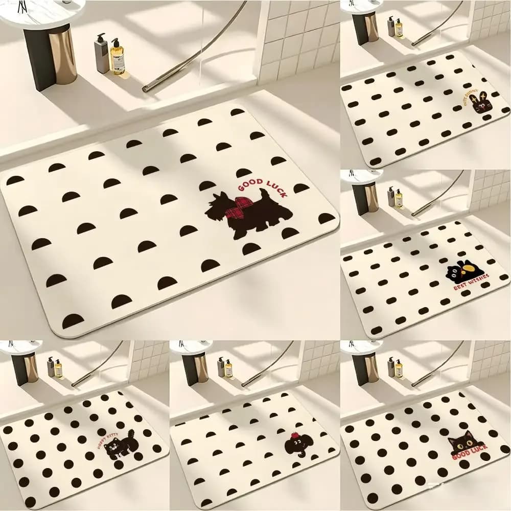 Cartoon Base Prompt Floor Mat Absorbent Floor Mat Non-Slip Entrance Rug for Bathrooms Restrooms and Toilets