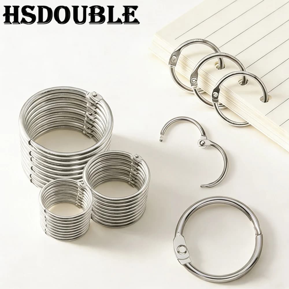 10 Pezzi Anelli Metallici Argento HSDOUBLE per Rilegatura a Fogli Mobili, Anelli a Cerniera per Album, Scrapbook, Artigianato, Ufficio, Portachiavi